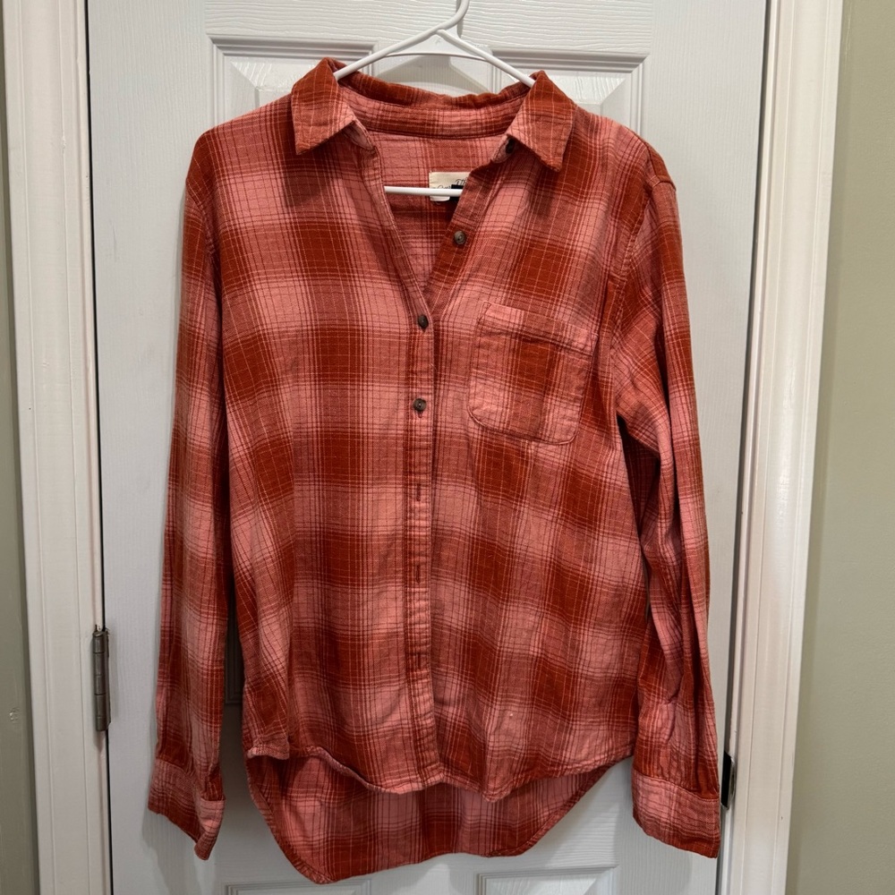 Universal Thread Pink & Orange Plaid Shirt